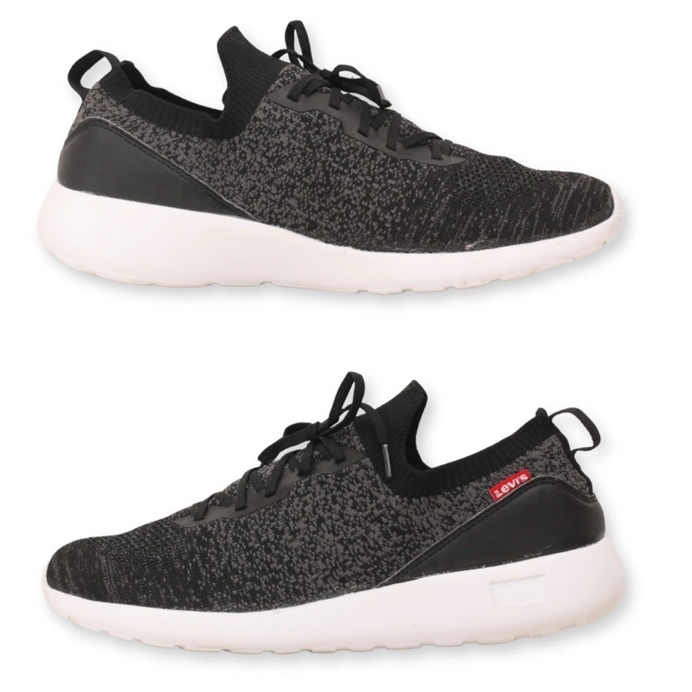 Levi’s Kids Knit Sneakers Charcoal Gray White Lace Up Shoes Size 13 boys